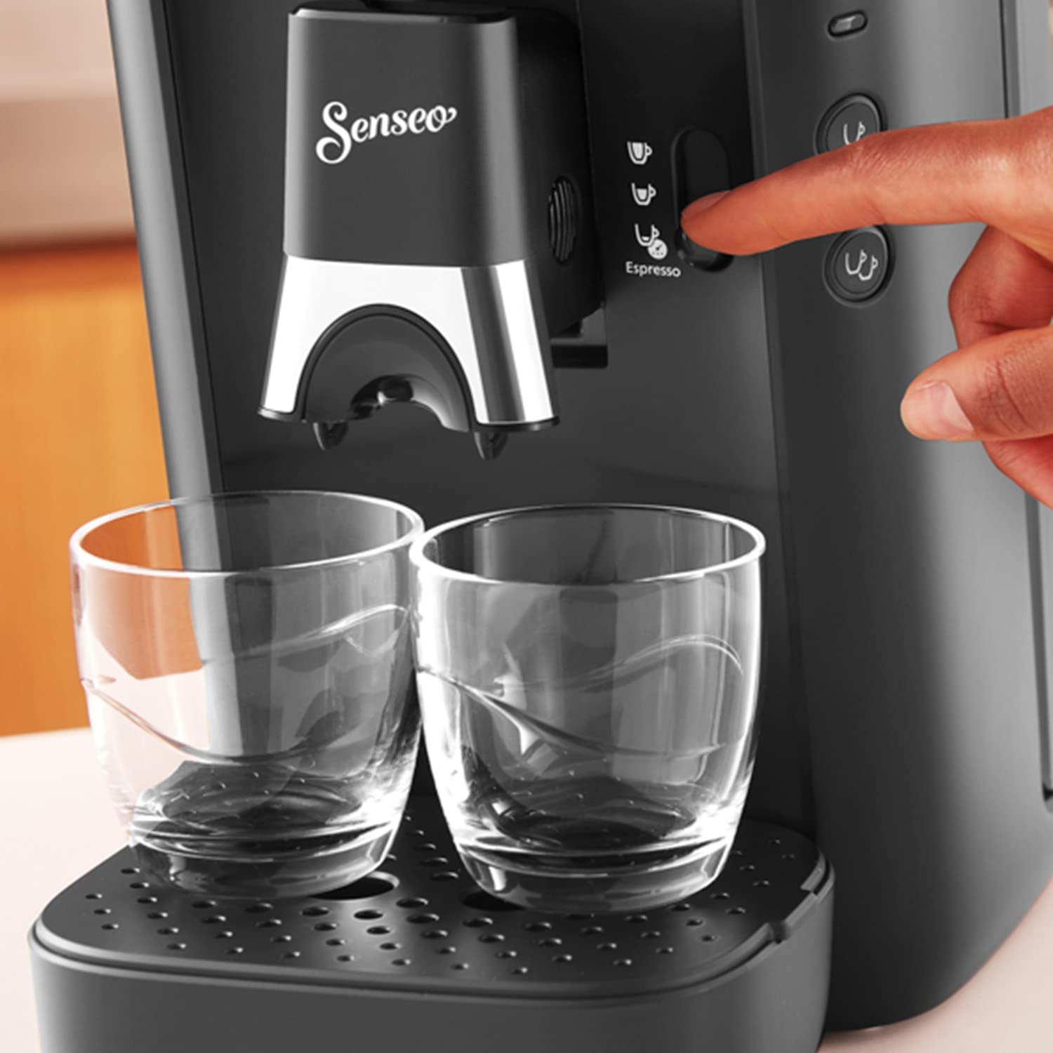 Senseo Maestro Machine à Café Dosettes avec Réservoir d'Eau de 1,2 Litre, Sélection l'Intensité du et Fonction Mémo, Noir, CSA260/61
