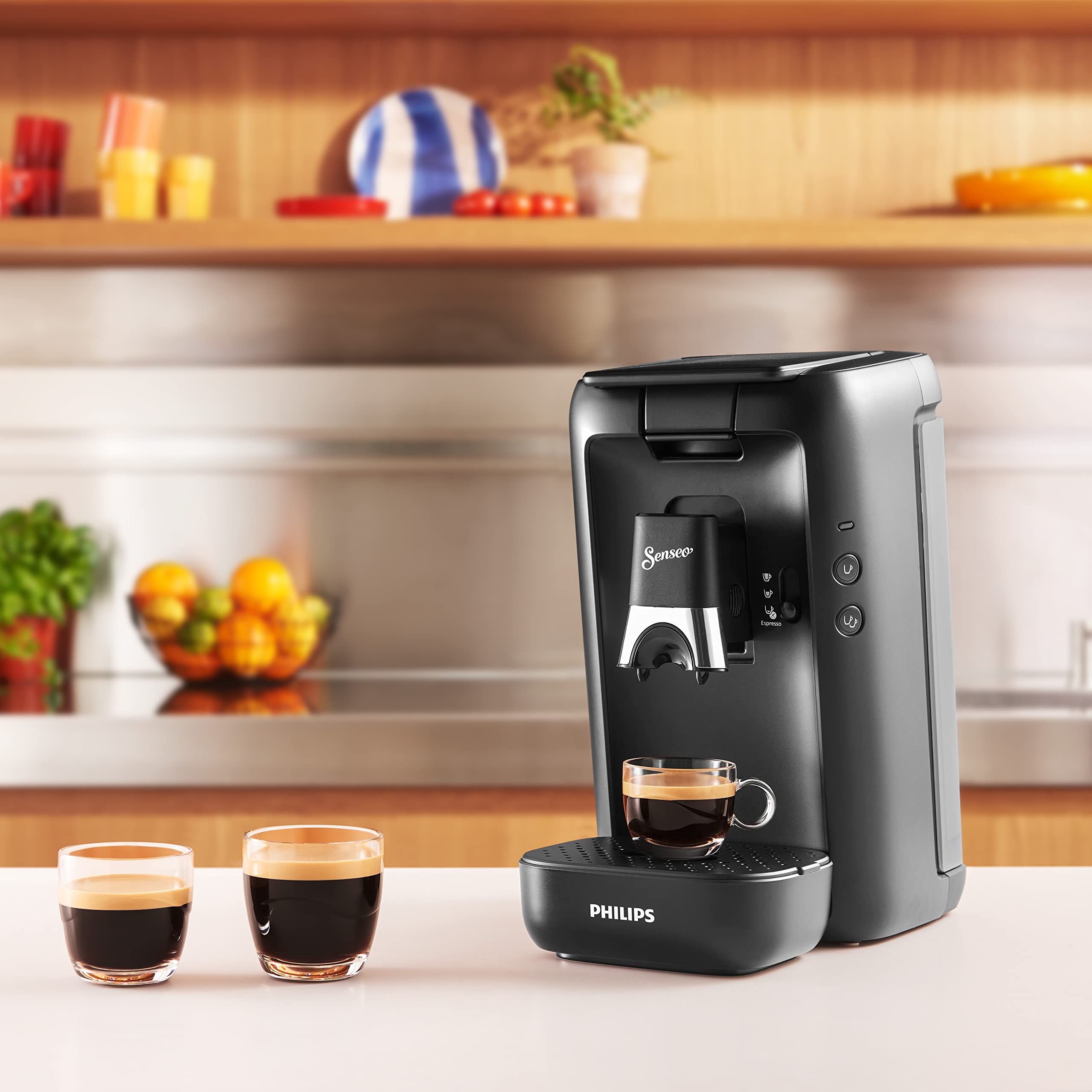 Senseo Maestro Machine à Café Dosettes avec Réservoir d'Eau de 1,2 Litre, Sélection l'Intensité du et Fonction Mémo, Noir, CSA260/61