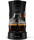 Domestic Appliances Senseo Select Eco Machine à dosettes à café – Choix de la force du café Plus Fonction Memo en plastique recyclé, 1450 W, Noir/Moucheté, CSA240/20