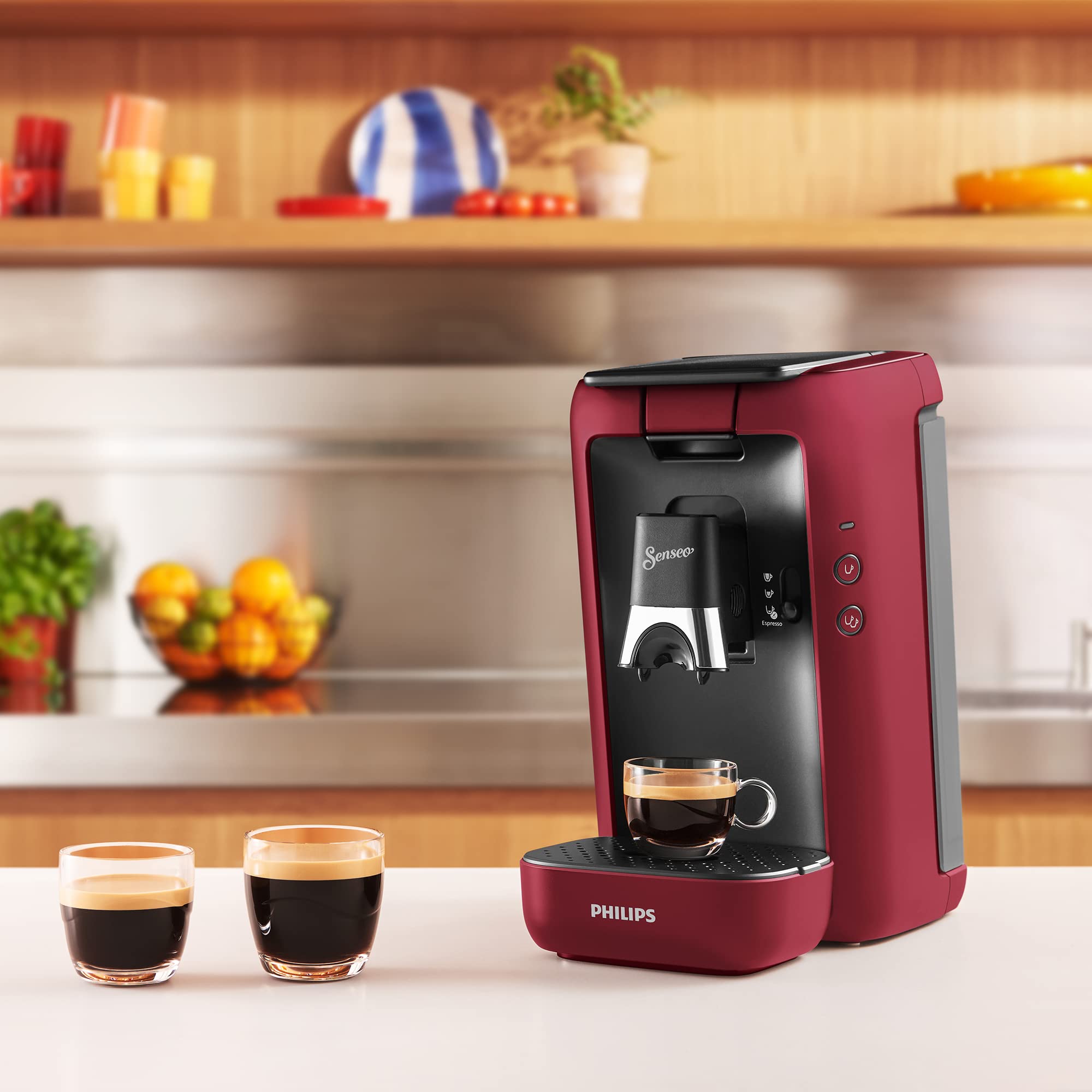 Domestic Appliances Senseo Maestro Machine à Café Dosettes avec Réservoir d'Eau de 1,2 Litre, Rouge, &nbsp;CSA260/91