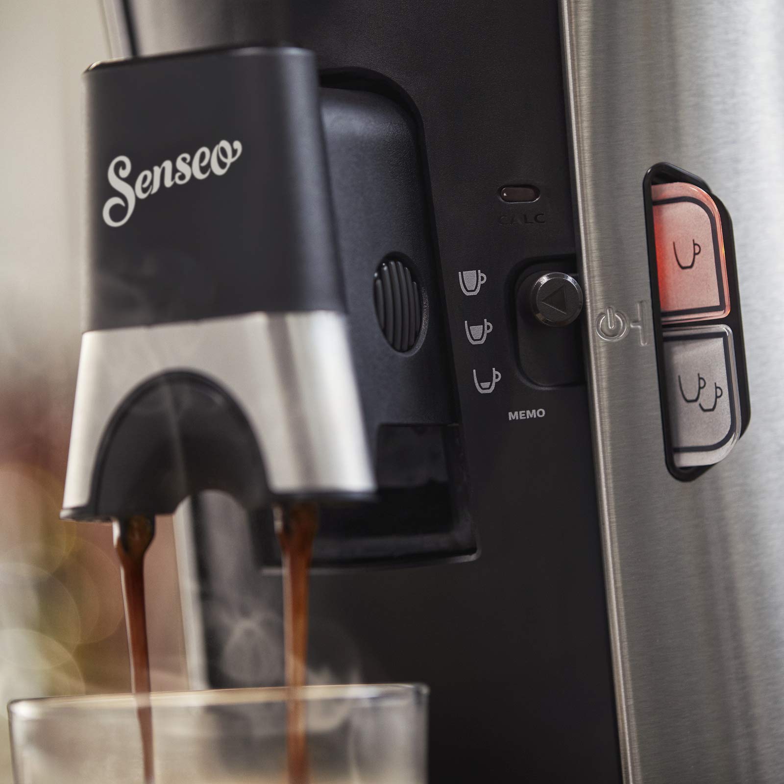 Machine à Café Dosettes – SENSEO Select Eco – Intensity Plus – Crema Plus – Function Memo - Acier Brossé (CSA250/10)